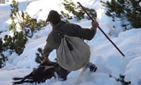 Carrying Chamois Down a slope